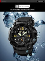 Reloj Deportivo Skmei Multifuncional Cronógrafo Digital Hombre Movimiento Dual Resistente Al Agua Con Alarma Y Calendario Pantalla LED - details 7
