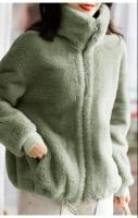 Abrigo De Mujer Caliente Con Cierre De Cremallera Y Doble Cara De Peluche Acolchado Cuello Alto Faux Fur Abrigo De Mujer - details 3