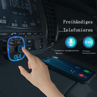 Transmisor FM Bluetooth para Automóvil, adaptador de radio Transmisor Bluetooth para radio automática, control de Frecuencia, 2 Puertos USB, Tarjeta SD integrada, USB Memorias - details 2