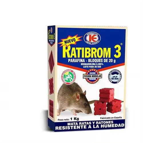 Cebo en bloques RATIBROM 3 con parafina contra ratas y ratones - 1 kg - 1