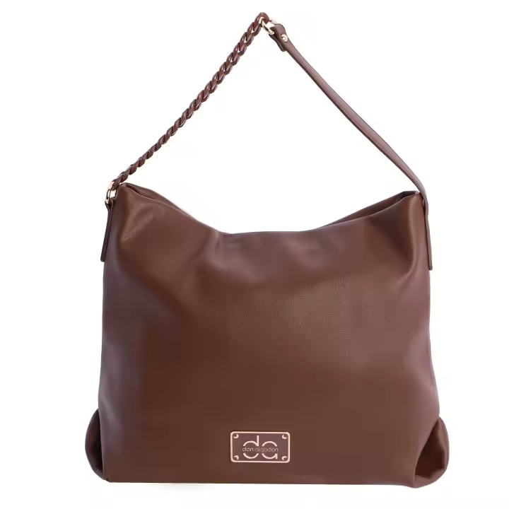 DON ALGODON Bolso shopper en piel sintética de mujer Novara con el logo en chapón de metal. - 1