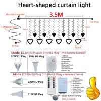 Guirnalda De Luces LED En Forma De Corazón Para Cortina 3.5M 220V/110V Decoración Para Fiesta De San Valentín Dormitorio Navidad Boda - details 0
