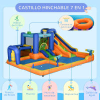 Outsunny Castillo Hinchable Infantil 7 en 1 Castillo Hinchable para Niños con Tobogán Piscina Muro de Escalada Inflador y Bolsa de Transporte 430x420x200 cm Multicolor - details 3