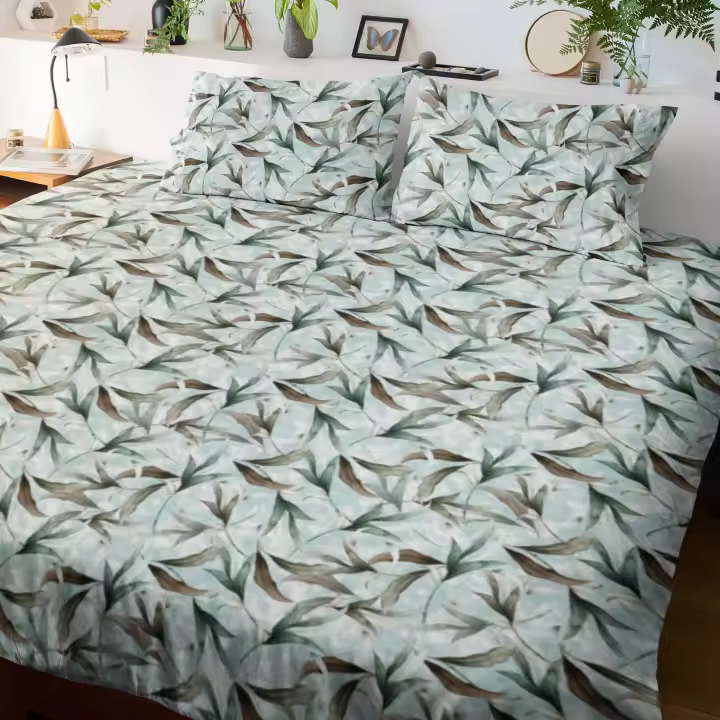 SANSY - Juego funda nórdica + 2 fundas de almohada Zafiro para cama de 135. Algodón, poliéster, lino. - 1