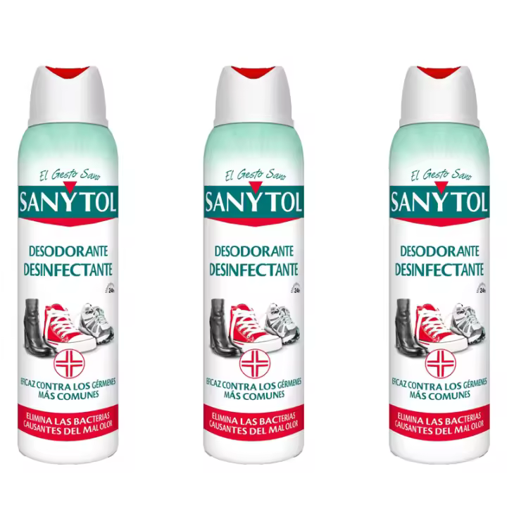 Pack de 3, 4 o 6 Botes De Sanytol Desodorante Calzado Desinfectante Spray - 150 ml (cada bote), Fácil de usar, Elimina el 99,9% de los virus, hongos y bacterias - 1