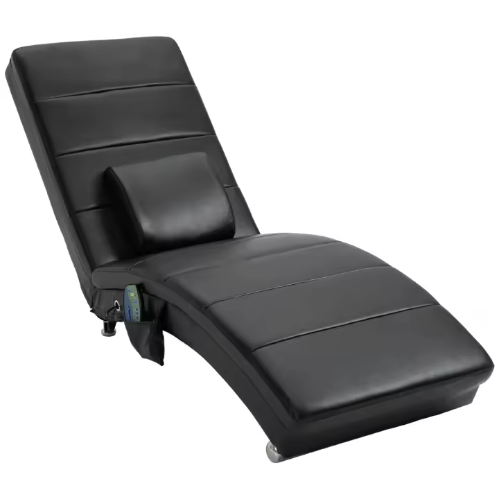 HOMCOM Tumbona Relax con Función de Masaje Sillón Respaldo Alto Ergonómico, con Función de Masaje y Cojín con Diseño Zero-G Sillón Piel Sintética Espuma Metálica Negro 58 x 163 x 87 cm - 1