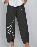 Pantalones bombachos Holgados de Lino y Algodón para Mujer, pantalón informal, Talla Grande, Verano, Fashion Irregular, informal, High Belt, elástico Belt, rectos, suelta, pantalones Cargo de Verano para Mujer - details 15