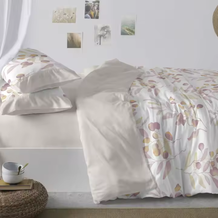 Fundas nórdicas de franela Diseño 574. BURRITO BLANCO. Incluye funda nórdica, sábana bajera y 1/2 fundas de almohadas. Estampado botánico de ramos de hojas. Disponible en color Terracota y turquesa. 100% Algodón. Tamaños 90, 135, 150-160 y 180cm. - 1