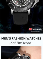 Reloj De Pulsera De Cuarzo BORUSE Para Hombre Cronógrafo Negocio Impermeable De Silicona Estilo Casual Y Moda - details 1