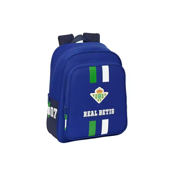 Safta Mochila escolar Real Betis Balompié mediana, adaptable a carro, doble compartimento, modelo azul - 34 cm - 1