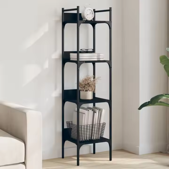 Librería de 4 estantes madera ingeniería negro 35x30x138,5 cm - 1