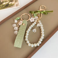 Llavero De Cuero Con Flor De Valldemossa Para Mujer Moda Coreana Dulce Llaveros Verdes Fairycore Accesorios Nuevos 2024 - details 2