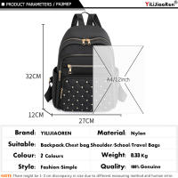 Mochila De Viaje Grande Para Mujeres En Nylon De Alta Calidad Bolsa Escolar Para Adolescentes Con Múltiples Bolsillos Y Cierre De Cremallera Estilo Fashion - details 7