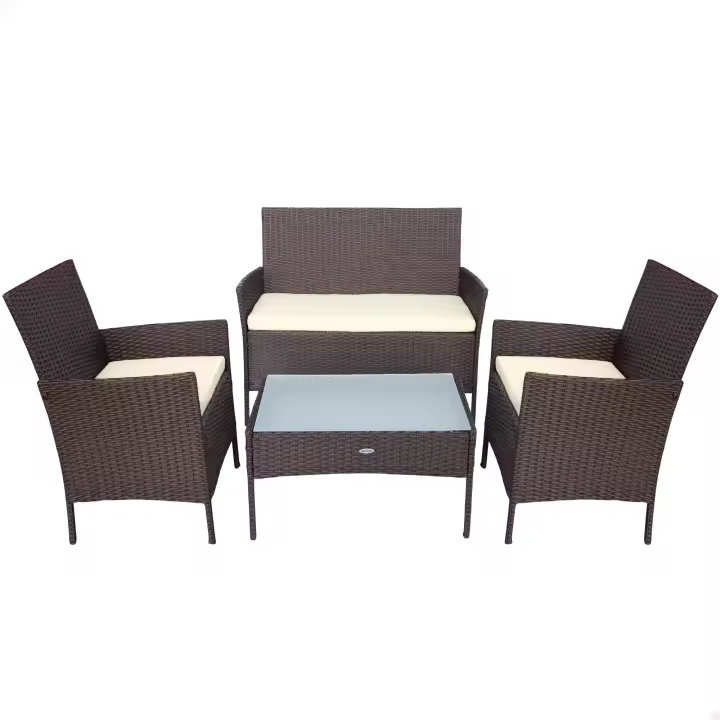 Conjunto muebles terraza sillones, sofá y mesa ratán Aktive - 1