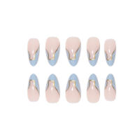 24 Piezas De Uñas Postizas De Estilo Francés Irregular Long Almendra ABS Cubiertas Por Encima Glossy Para Uñas De Gel Y Acrílico - details 2