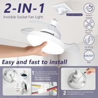 Ventilador de techo con luz, 15" regulable, 3 temperaturas de luz, control remoto y aplicación, aspas retráctiles, 4 velocidades, control remoto, función de memoria, temporizador, IP20 resistente al agua (con base) - details 2