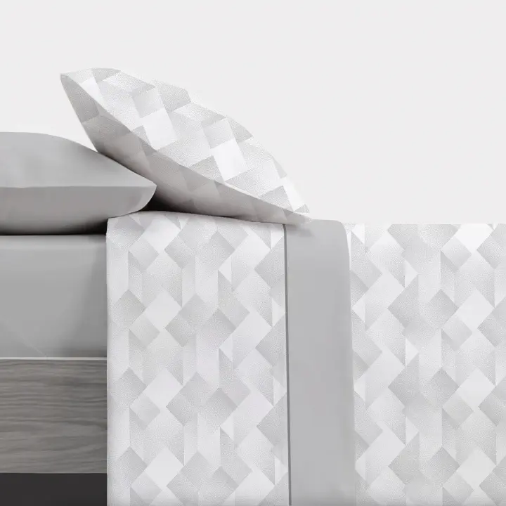 Juego de Sábanas Carpe Diem Estampada DRUNK Gris 144 Hilos - Para Cama 90-200 Cm - 1
