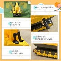 HOMCOM Excavadora sin Pedales para Niños de 18-48 Meses Excavadora Correpasillos Camión de Construcción con Asiento de Almacenamiento Pala Delantera y Bocina Carga 30 kg 78x24x58,5 cm Amarillo - details 1