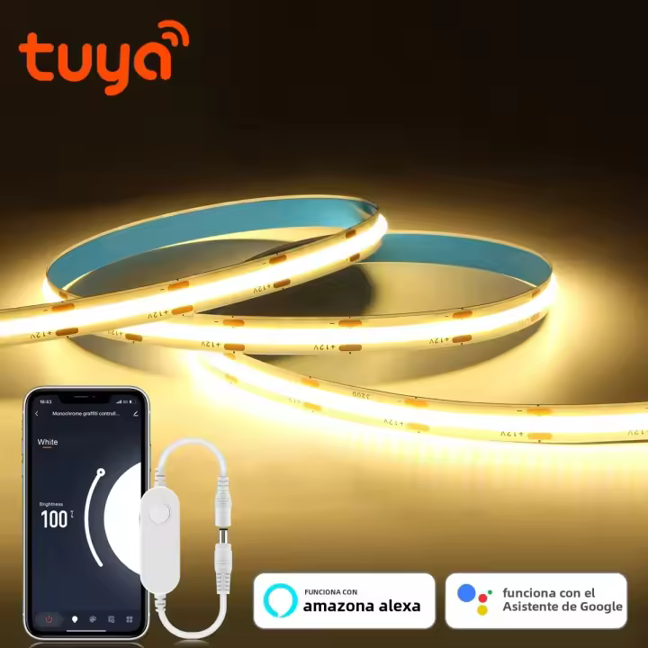 Tira De Luz LED COB Inteligente WiFi Tuya 24V Para Iluminación De Cocina Armario Pasillo Espejo Y Habitación Control Remoto Y Aplicación Móvil - 1