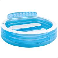 Piscina hinchable redonda con respaldo, 229x218x79 cm, 590 litros, 2 cámaras de aire, 2 portabebidas, Tapón de desagüe, Vinilo resistente, Parche de reparación, +3 años, Diversión verano (57190) Intex - details 0