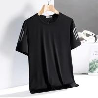 Camiseta De Deporte Casual Para Hombres Verano Manga Corta Secado Rápido Seda Hielo Diseño Simple Cuello Redondo Top De Media Manga - details 3