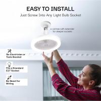 Ventilador de techo de zócalo con luz, 3 modos de velocidad Ventilador de techo LED cerrado con control remoto y ajustes de brillo para oficinas en el hogar - details 4