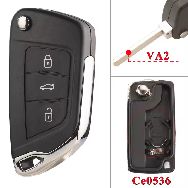 Carcasa De Llave Remota Modificada Jingyuqin Para Citroen С2 C4 С3 С5 С6 DS4 DS3 DS5 Berlingo Picasso C-Elysee Dispatch HU83/VA2 ABS Material 1 Pieza - 1