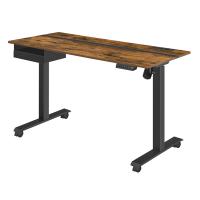 Escritorio eléctrico ajustable en altura, mesa de pie 60x140 cm, ajuste continuo, 4 memorias de altura, disponible en blanco, gris, marrón rústico o negro - details 10