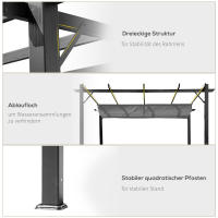 Gazebo gazebo para terraza con Techo corregizo, Jardín, aluminio, gris Marengo + gris oscuro, 3x3x2,23 M - details 5