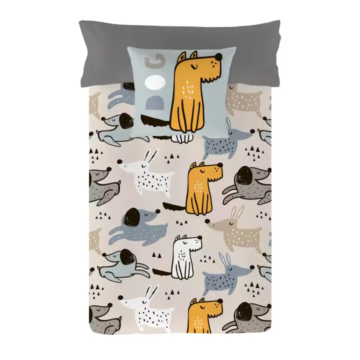 FUNDA NÓRDICA INFANTIL 100% ALGODÓN DOGS COSTURA FABRICADO EN ESPAÑA - 1