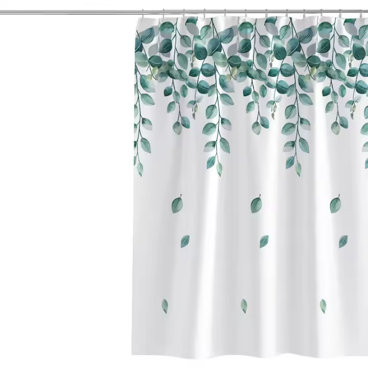 Cortina de Ducha Poliester para Baño, Impermeable, con Ganchos para Ducha y Baño, 200x180CM, color verde - 1