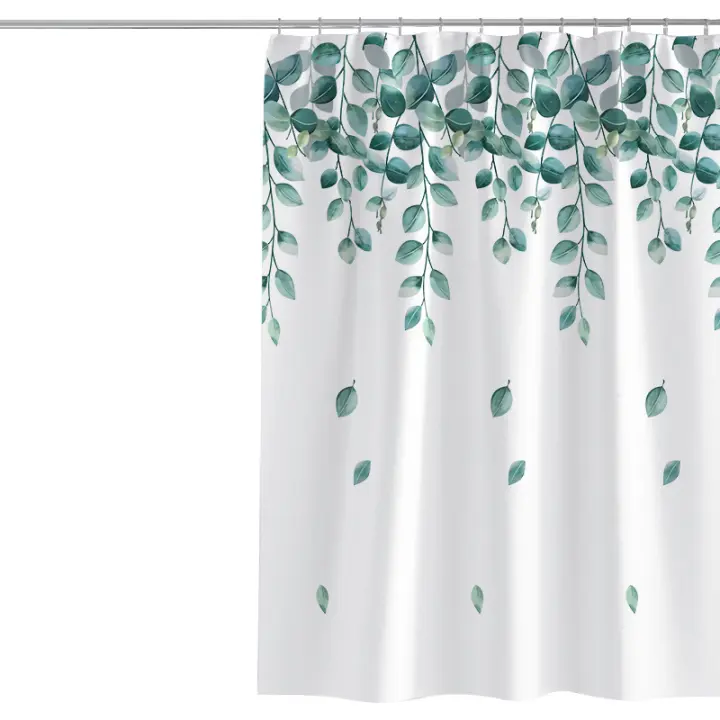 Cortina de Ducha Poliester para Baño, Impermeable, con Ganchos para Ducha y Baño, 200x180CM, color verde - 1