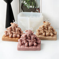 Molde De Velas De Silicona 3D Oso Teddy DIY Familiar Sentado Sobresaliente Dibujos Animados Para Hacer Sabanas Y Cera - details 4