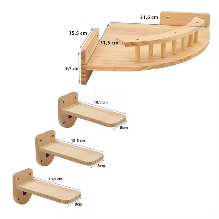 Estante Para Gato Con 3 Pasos Cama De Gato Colgante Con Hamaca Muebles De Madera Para Dormir Y Rascado De Gato - 1