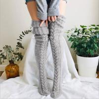 Calcetines Largos Casuales Para Mujer De Algodón Suave Impresión Sólida Thicker High Floor Socks Medias Hasta La Rodilla Para Otoño E Invierno - details 1