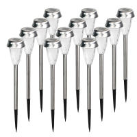 Paquete de 12 luces solares para exteriores, luces LED de doble fuente para caminos de patios y jardines, luz cálida - details 0