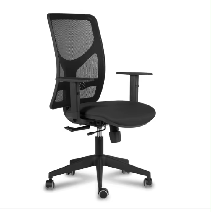 SILLA CAMI 1 RESPALDO ALTO COLOR NEGRO Silla operativa con acolchado de asiento en espuma moldeada HERGO  65 x 47 x 104,5/113,5 cm calidad de confianza - 1