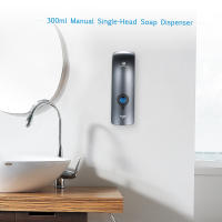 Dispensador De Jabón Manual De 300ml Sin Perforar Montado En La Pared Soporte Para Gel De Ducha Y Champú Líquido Para Baño - details 1