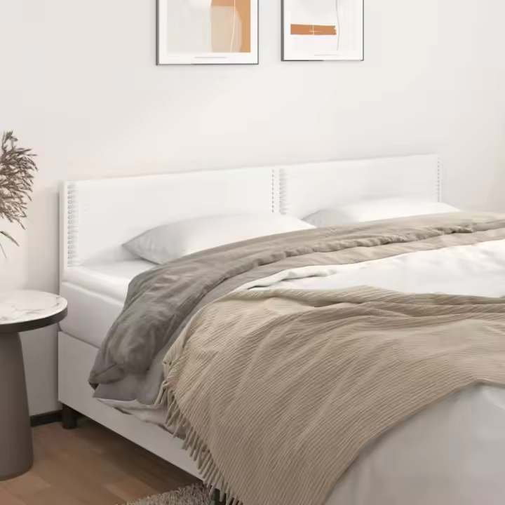 vidaXL Cabeceros 2 unidades de cuero sintético blanco 100x5x78/88 cm - 1