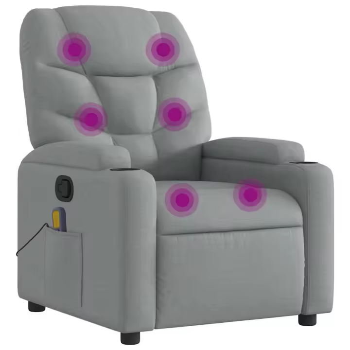 vidaXL Sillón reclinable de masaje de tela gris claro - 1