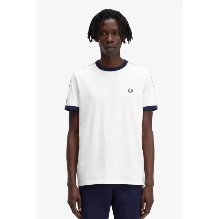 Fred Perry Camiseta Hombre Ringer Blanca - 1