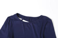 Vestido Bodycon Largo Elegante Y Sencillo Para Mujer Con Manga Flare Y Cuello Redondo Estilo Casual Sexy De Weir Puess Irregular Y Ajustado - details 5