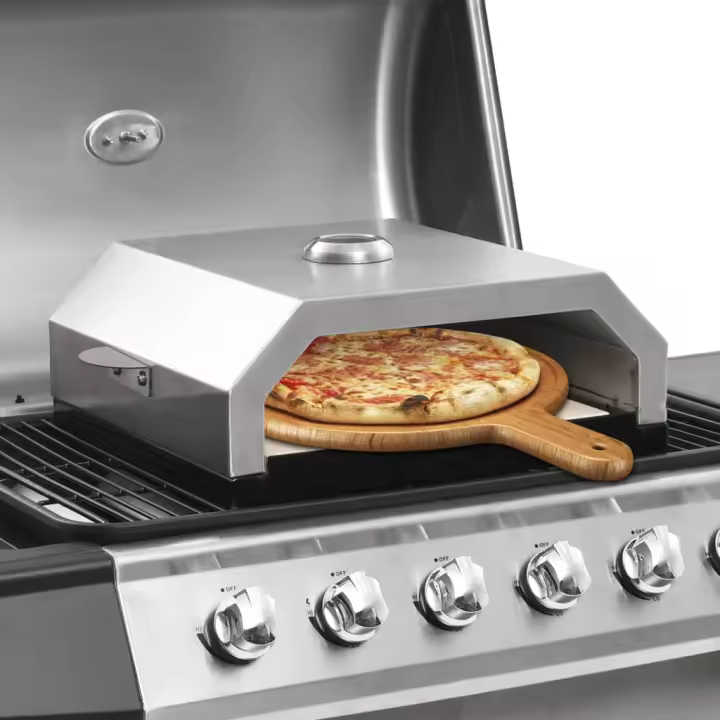 VidaXL Horno para pizzas para barbacoa con piedra de cerámica inox 15,5x35x49 cm - 1