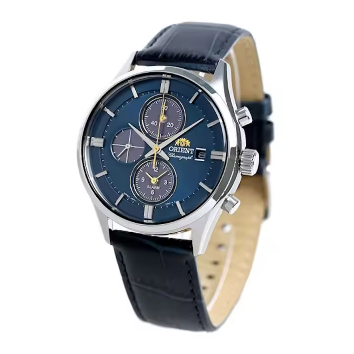 reloj cronógrafo solar hombre Orient Contemporary RN-TY0004L LIGHT CHARGE JDM 35.6mm 100m WR correa de cuero movimiento cuarzo solar JDM (mercado interior japonés) - 1