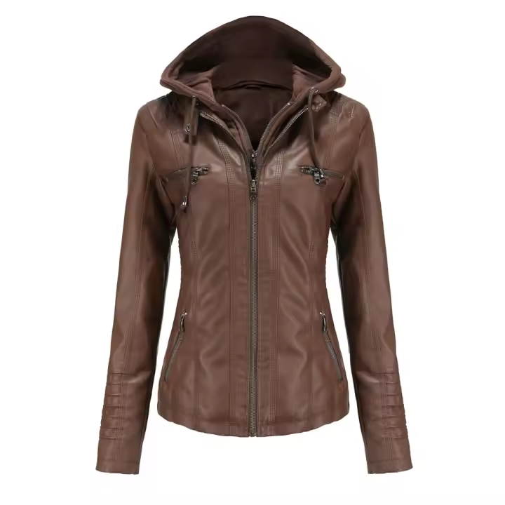 Women's Jackets Fashion Faux Leather Jackets Motorcycle Bomber Jackets Fashion PU Jackets Outerwear café - 1