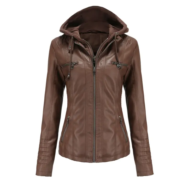 Women's Jackets Fashion Faux Leather Jackets Motorcycle Bomber Jackets Fashion PU Jackets Outerwear café - 1