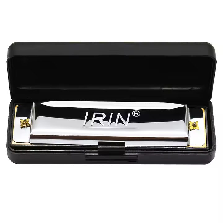 Harmonica De 10 Agujeros 20 Tonos Blues Plata/Oro Para Jugador Profesional Principiante Con Estuche Acero Inoxidable Organillo De Bocina - 1