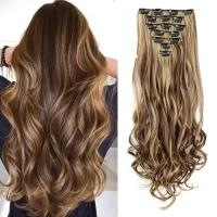 Extensiones De Cabello Sintético Clip in 7 PCS Para Un Cabello Completo 22 Pulgadas Largo Rizado Ondulado Para Mujeres Y Niñas Piezas De Cabello Artificial - details 0