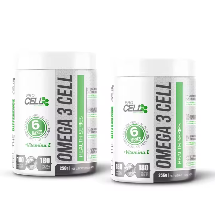 Omega 3  Pack x2 uds. Perlas de Aceite de Pescado Puro Omega 3 (360 cápsulas / 12 meses) Procell Sport - 1000mg por Perla - Con Ácidos Grasos EPA y DHA - Suplemento Natural para Salud Cardiovascular - Omega 3 Fish Oil - 1