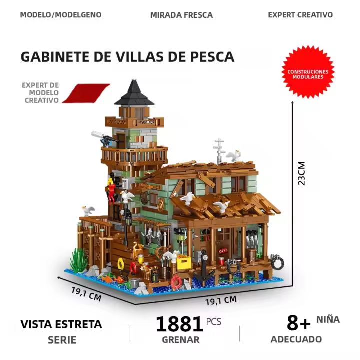 Bloques De Construcción Para Niños Casa De Pescador En Miniatura Modelo De Ciudad Vista De Calle Juguete Educativo Para Adolescentes Y Adultos - 1